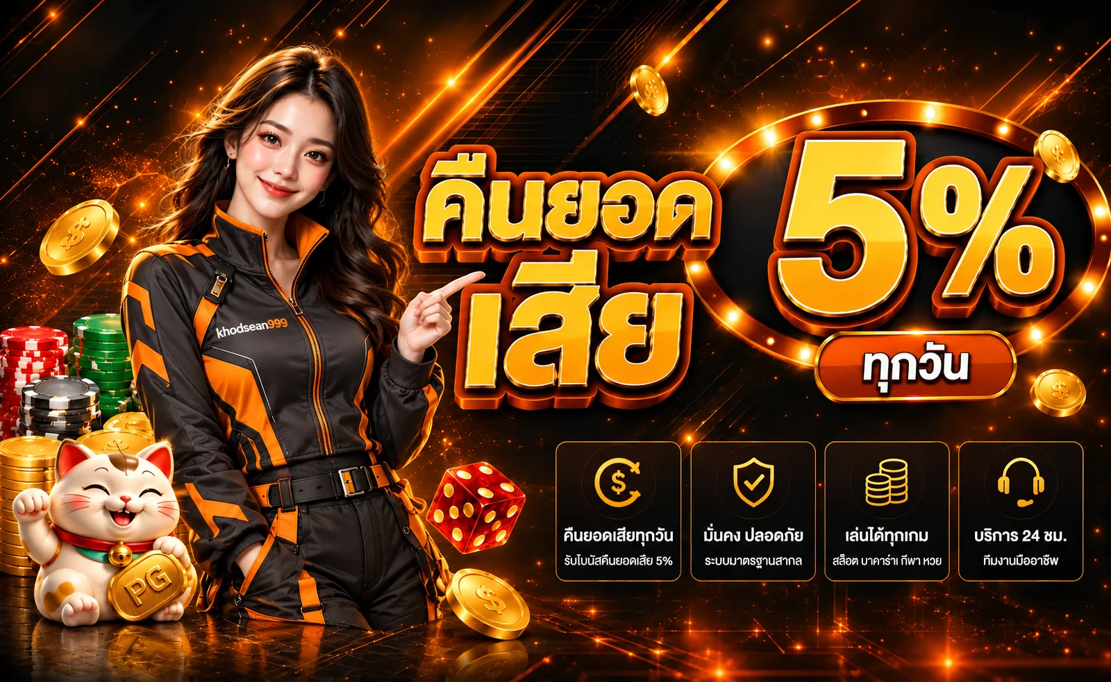 แบนเนอร์ข้อมูลคืนยอดเสียสำหรับผู้ใช้ khodsean999